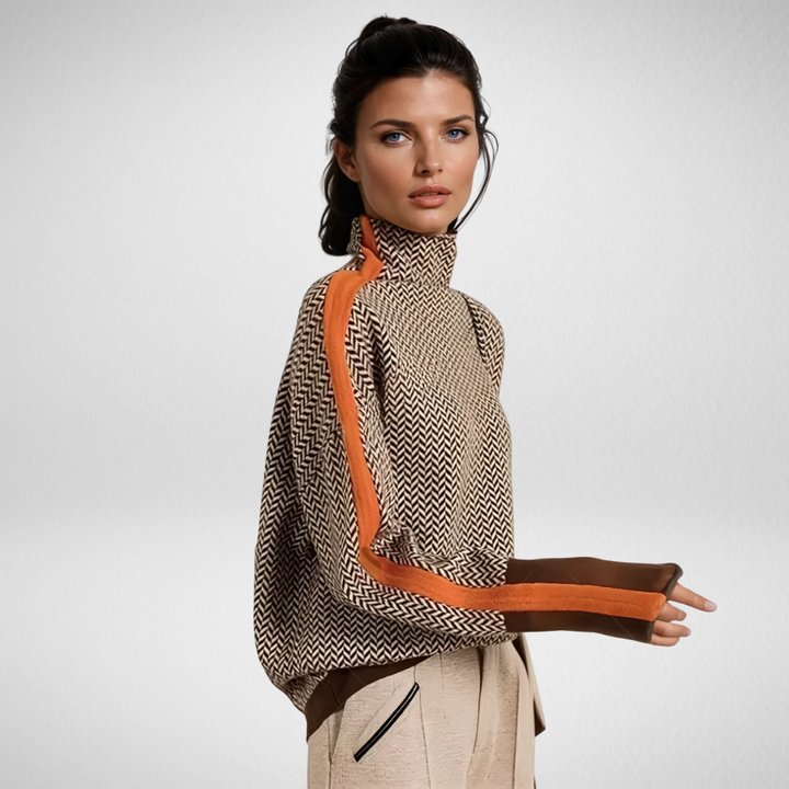 Zoé | Pull à col roulé à rayures contrastantes