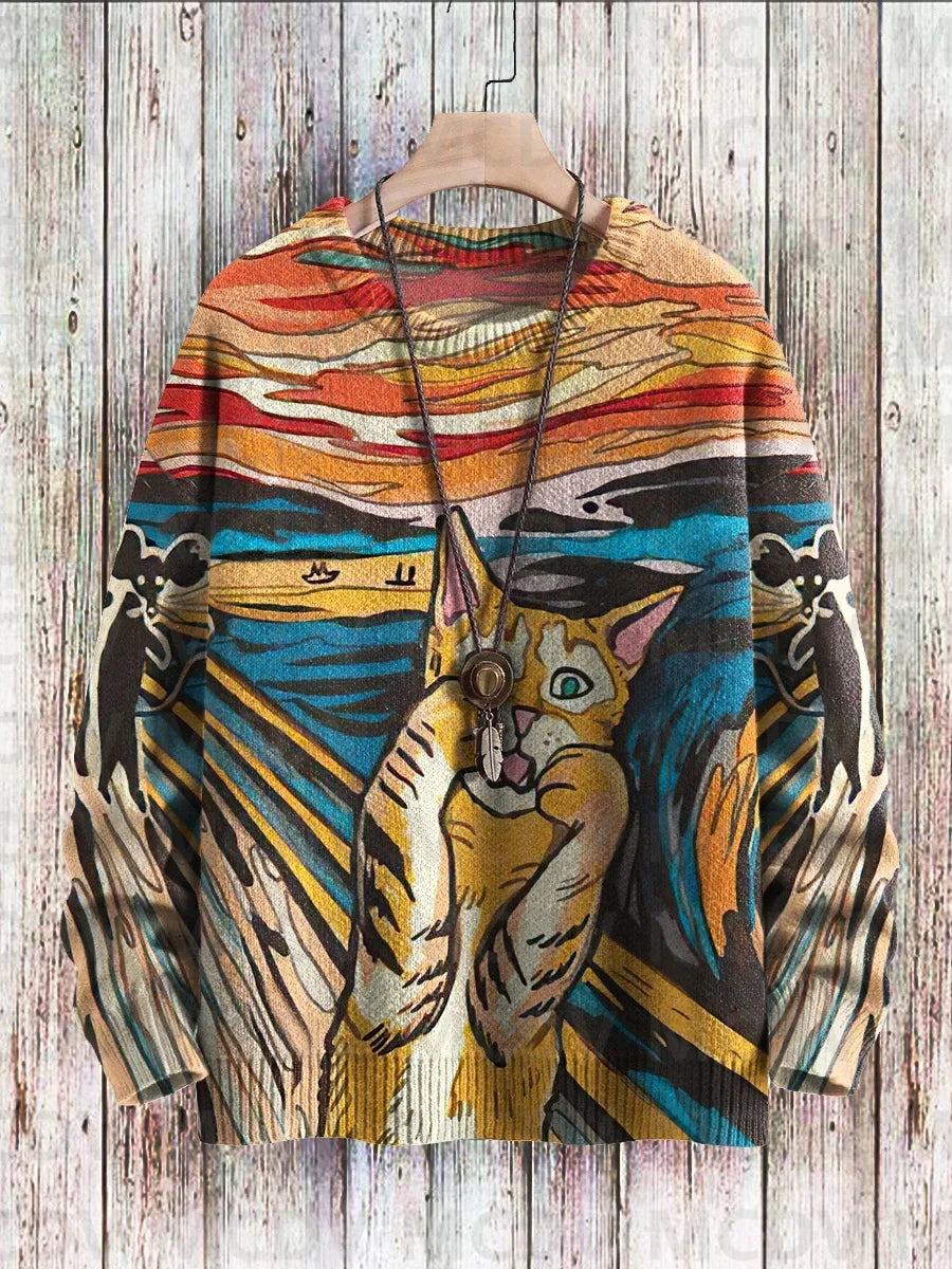Pull Vintage Chat Adorable