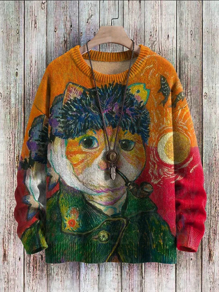 Pull Vintage Chat Adorable
