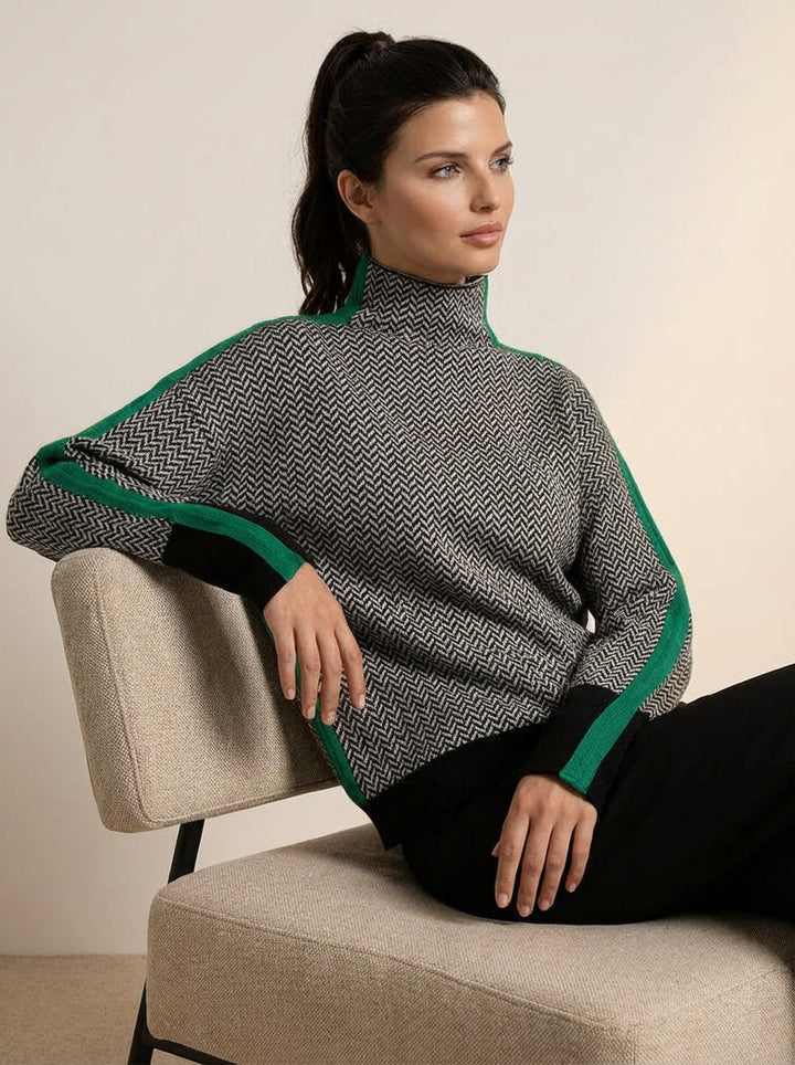 Zoé | Pull à col roulé à rayures contrastantes