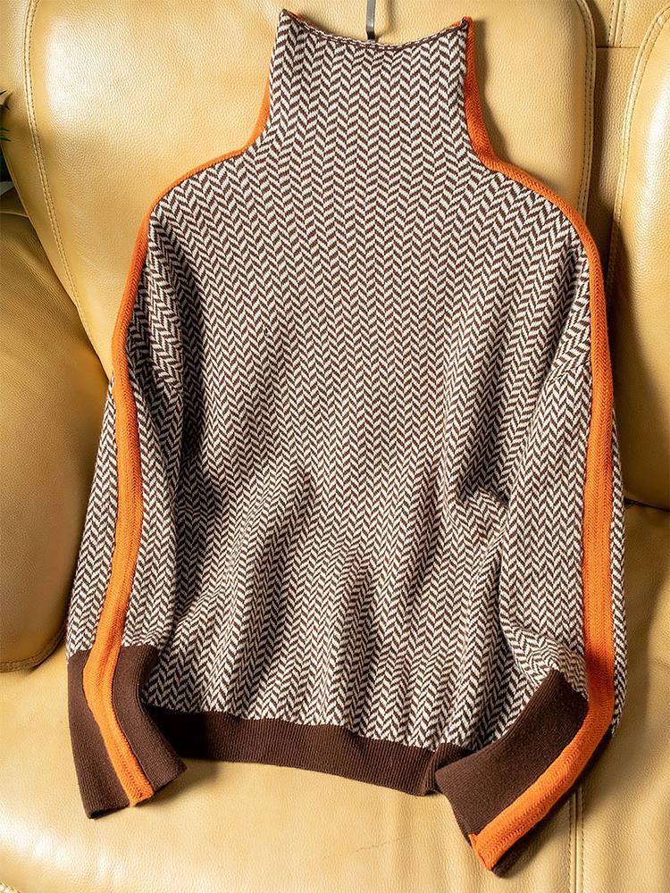 Zoé | Pull à col roulé à rayures contrastantes