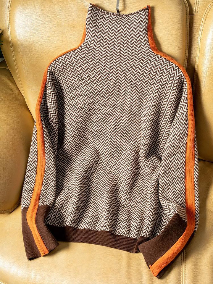 Zoé | Pull à col roulé à rayures contrastantes