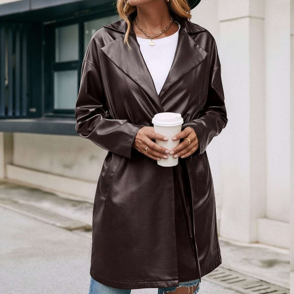 Manteau Élégance Cuir Léger